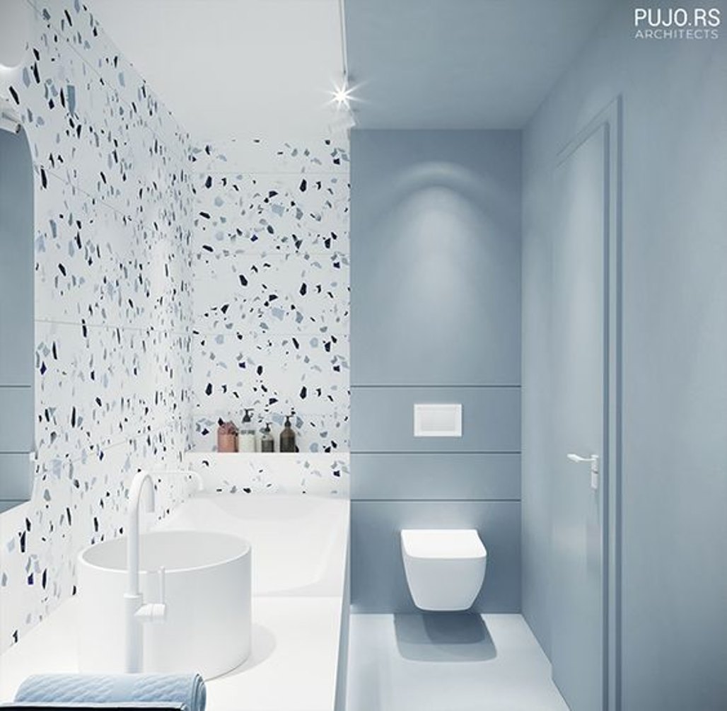 A serene contemporary bathroom in soft blue — Heaven Hues Calming Colours